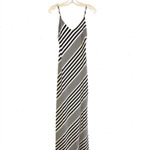Lauren Ralph Lauren Womens Black & EcruWhite Bias Stripe Lined Maxi Dress Size 0